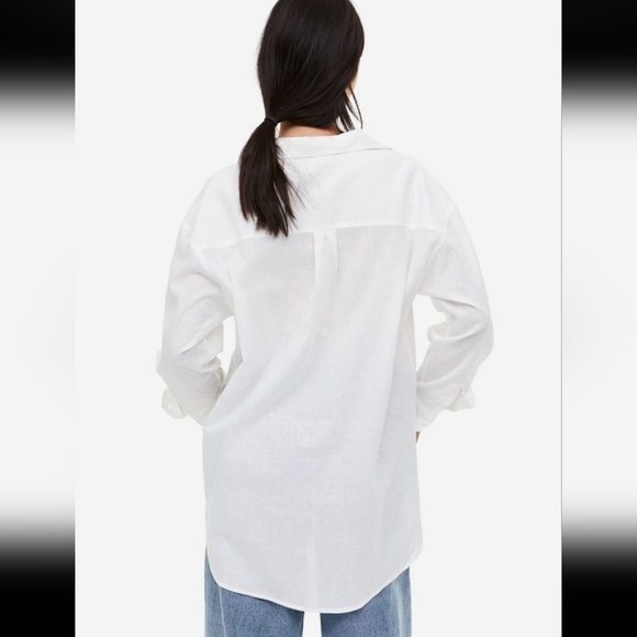 BNWT H&M Linen-Cottom Blend Button Down Shirt, US S - Picture 10 of 13